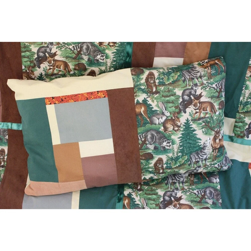 Woodland Animals Reversible Lightweight Quilt and Pillowcase Set 84 x 58 NEW